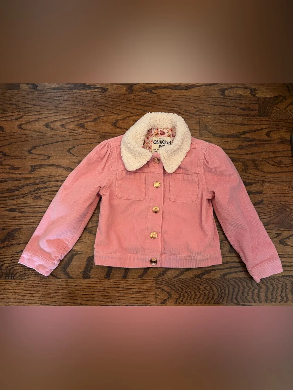 OshKosh B'gosh Pink Corduroy Jacket with Cream Sherpa Collar